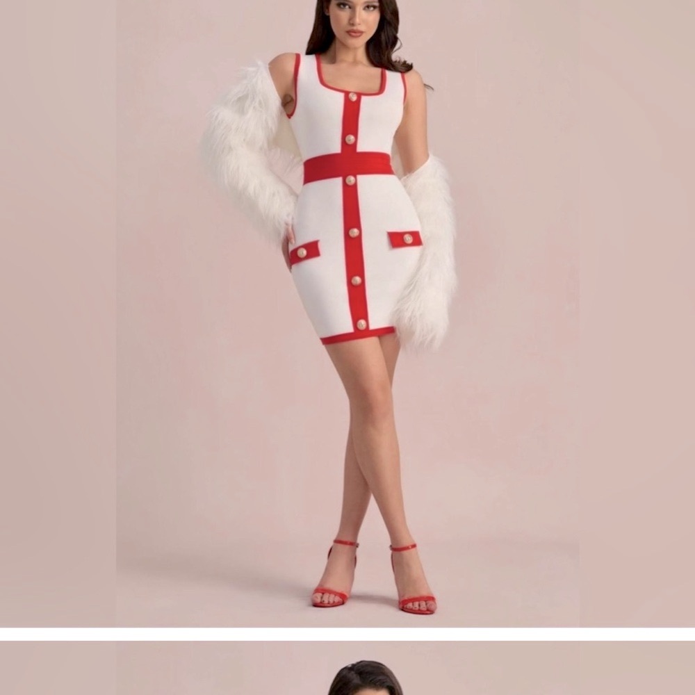 Red and White Women's Bandage Mini Dress